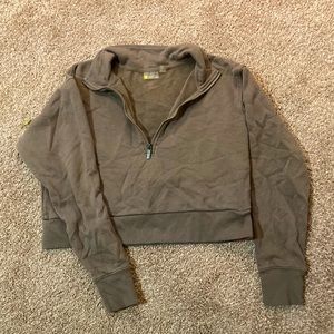 Zella muted brown cropped quarter zip